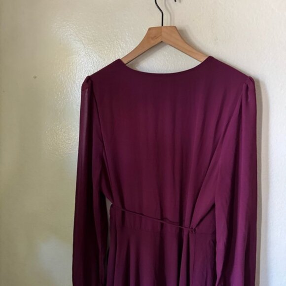 Lulus | My Whole Heart Plum Long Sleeve Wrap Dress - Picture 7 of 7